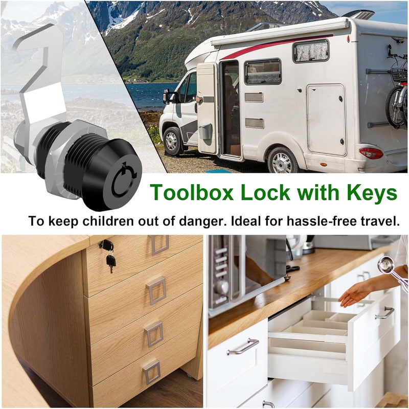 Hecfu 2 Pcs Toolbox Locks with Keys, 5/8" Tubular Cam Lock Keyed Alike, Hook Cam Tool Box Lock Secure Your Toolbox Mailbox Drawer Cabinet Locks, Zinc Alloy - Image 5